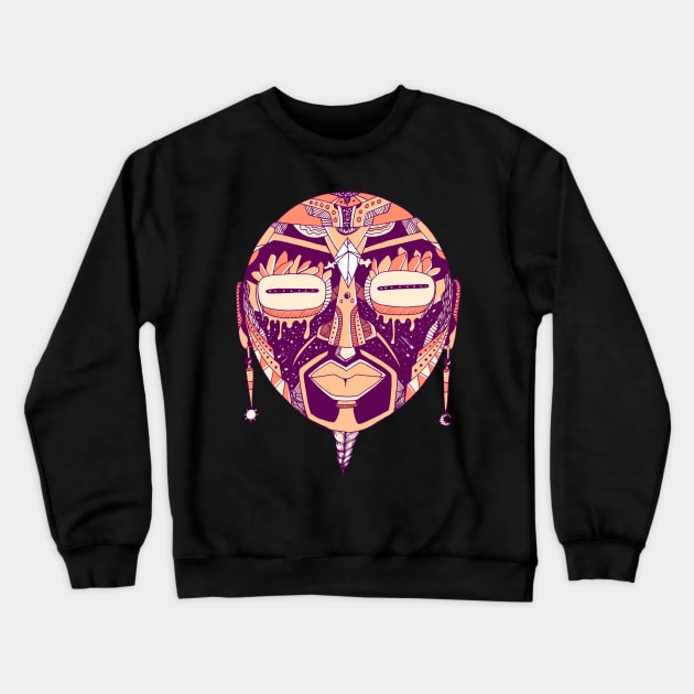 Peach African Mask 2 Crewneck Sweatshirt by kenallouis